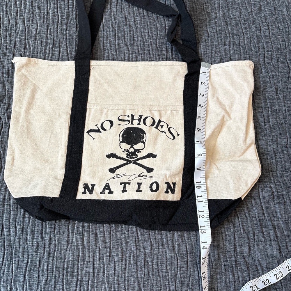 No Shoes Nation Canvas Tote Bag - Black and Cream - Picture 4 of 4